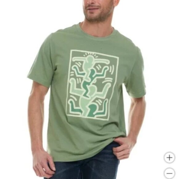 NEW Keith Haring Mens S Graphic T-Shirt Green Cotton - Picture 1 of 6